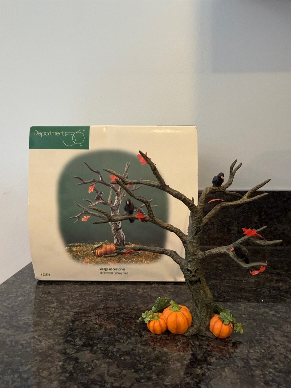 Department 56 Spooky Tree with Orange Pumpkins and Black Crows